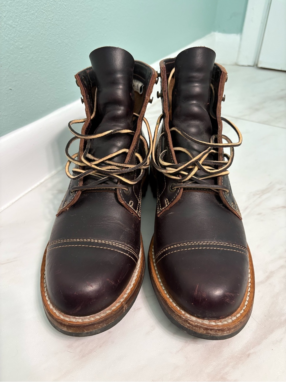 Truman Boots Size 9D Men's Oxblood Double Shot Leather Lace-Up Boots